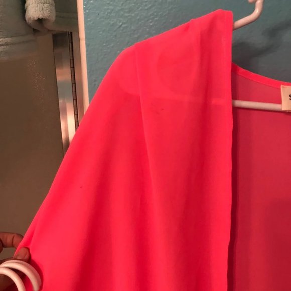 Neon coral Sheer Cover-ups - Picture 2 of 5